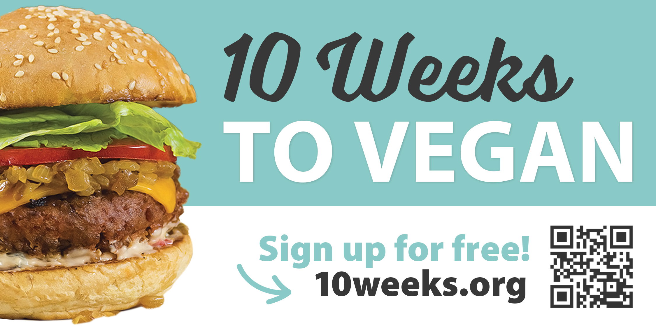 Bumper Sticker – 10 Weeks to Vegan w/ URL & QR Code